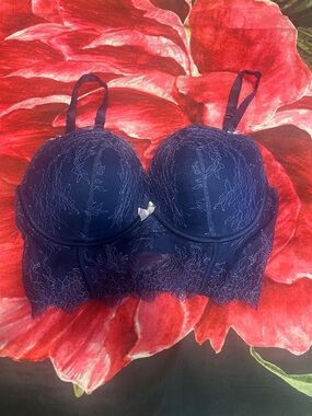 Navy Lace Longline Bra - Victoria’s Secret 36d